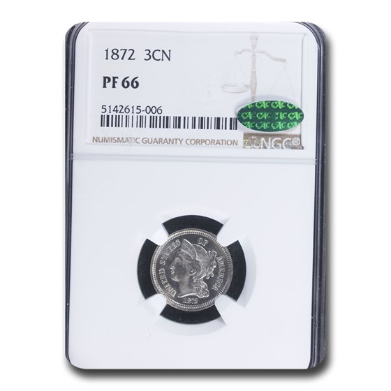 1872 Three Cent Nickel PF-66 NGC CAC 1872 Three Cent Nickel PF-66 NGC CAC